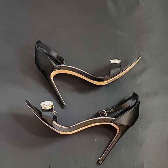 STEVE MADDEN SATIN OPEN TOE STILETTOS ADJUSTABLE BUCKLE ANKLE STRAP SANDAL R3 - Picture 7 of 16